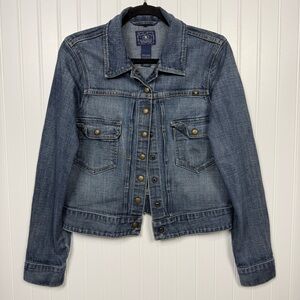 Lucky Brand Denim Jean Jacket Women's Size Medium Trucker Medium Blue Wash EUC